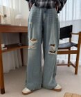 WEGO ダメージワイドデニムパンツ