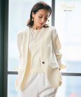 BEIGE， 【洗える】CAROLE / リネンライクノーカラーハーフ丈ジャケット