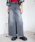 WEGO フリンジロングスリットデニムスカート