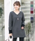 Tiaclasse L 【洗える】幅広く活躍が期待できるVネックリブニットチュニック