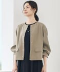 自由区 L 【カタログ掲載・セットアップ対応】リネンストレッチノーカラー ジャケット