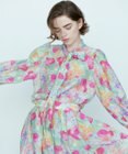 組曲 【前後着用可】ピオニーシフォンプリント ボウタイブラウス