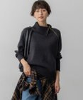 23区 ボイルドウールコンビ ジップ タートルニット