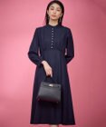組曲 L 【WEB限定・KUMIKYOKU NAVY】ウールジョーゼット バンドカラーワンピース