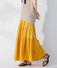 自由区 L 【洗える/着丈調節可】カラー ティアードスカート