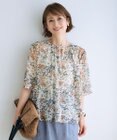 自由区 L 【セットアップ対応・洗える】ボタニカルフラワープリント ブラウス