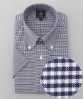J.PRESS MEN 【PREMIUM PLEATS / 形態安定】ギンガムチェック 半袖シャツ / B.D.