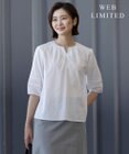 J.PRESS LADIES L 【WEB限定・洗える】セルロースカラミストライプ キーネック ブラウス