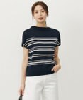 J.PRESS LADIES L 【WEB限定カラーあり・洗える・抗菌防臭】COTTON POLYESTER ボーダー 襟付き ニット
