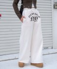 WEGO 【ウエストゴム】グラフィック刺繍裏起毛ワイドSWTパンツ