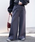 WEGO 【ウエストゴム】グラフィック刺繍裏起毛ワイドSWTパンツ