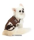 PET PARADISE Lee 牛柄 背中開きボアベスト 《 白茶》 小型犬