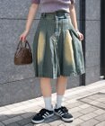 WEGO ヴィンテージウォッシュデニムプリーツミドルスカート
