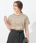 自由区 【洗える/UVケア】ボーダー タックデザインカットソー