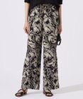 自由区 L 【カタログ掲載・ウエストゴム・洗える】モノトーンフラワープリントワイド パンツ