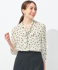 自由区 【セットアップ可】ドットプリント ボウタイブラウス
