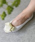 nouvelleRobe Oū サイズ追加【本革・高反発】Big Ribbon スクエアトゥ パンプス