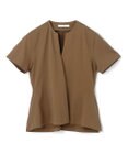 BEIGE， 【洗える】STOCK / オーガニックコットン半袖Vスリットトップス