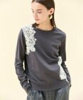 BEIGE， 【ご好評により新色追加！洗える】WILLOW / アシンメトリーレースクルーネックニット