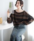 WEGO 段染めボーダーモヘアライクニット