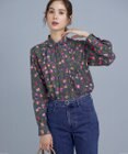 組曲 S カッティングローズプリント フリルブラウス