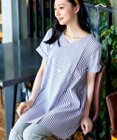 Tiaclasse 【洗える】体型カバーも叶うアシンメトリーストライプチュニックブラウス