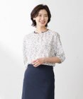 J.PRESS LADIES L 【洗える】 スパンローンフラワー ボリュームスリーブ ブラウス