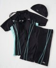 OP／FILA 【FILA】フルジップ半袖フィットネス水着4点セット/キャップ＆ミラーゴーグル付き