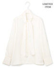 ICB 【WEB限定・洗える】 ドレープサテン ボウタイブラウス