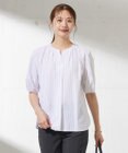 J.PRESS LADIES 【洗える】BEZ空羽ストライプ クルーネック V開き ブラウス
