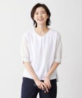 J.PRESS LADIES S 【吸水速乾】レーシーコンビ Vネック カットソー