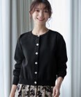 Tiaclasse L 【洗える】中空糸ビジューボタンカーディガン