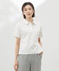 J.PRESS LADIES 【洗える】コットンリネンジャージー ポロ カットソー
