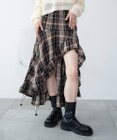WEGO チェックアシンメトリーフリルロングスカート