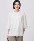 J.PRESS LADIES L 【洗える】セルロースライト刺繍 ピンタック ブラウス