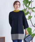 Tiaclasse L 【洗える】カラーブロッキングニットチュニック