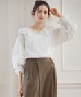 23区 【SLOW/一部店舗限定】テンセルコットンジョーゼット フリル ブラウス