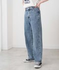 WEGO ウエストフィットワイドストレートデニムパンツ