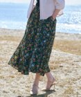 J.PRESS LADIES L スパンボタニカル プリント ロング フレア スカート