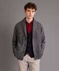 JOSEPH ABBOUD 【イタリア糸使用/軽く暖かい】 ラムウールケーブル柄ショールカラーカーデ