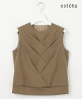 23区 L 【エステータ】トリアセファインジャージー タックデザイン カットソー