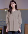 Tiaclasse 【洗える】Vネックラウンドヘムニットチュニック