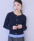 earth music&ecology プリーツレイヤーケーブルニットカーディガン