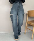 WEGO 【SMサイズ展開】サイドカットデニムストレートパンツ