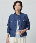 J.PRESS LADIES S 【洗える】セルロースシャンブレー ノーカラー デニム ジャケット