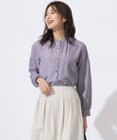 J.PRESS LADIES L 【洗える】セルロース チェック バンドカラー ブラウス