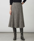 J.PRESS LADIES L ウールシルク ハウンドトゥース フレア スカート