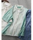Te chichi 【WEB限定カラーあり】フロントレース5分袖ブラウス
