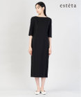 23区 【エステータ】コットンダブルクロス ハーフスリーブワンピース