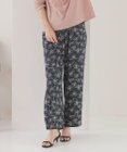 J.PRESS LADIES S 【洗える】ラインフラワープリント ワイドパンツ